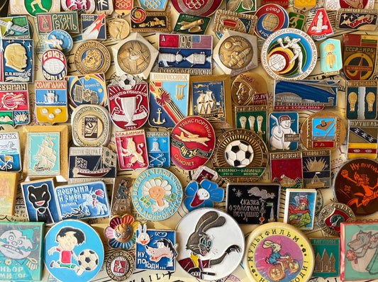 Thematic Pin Badges, Mystery Box of 50-500 Unique Vintage Pins!