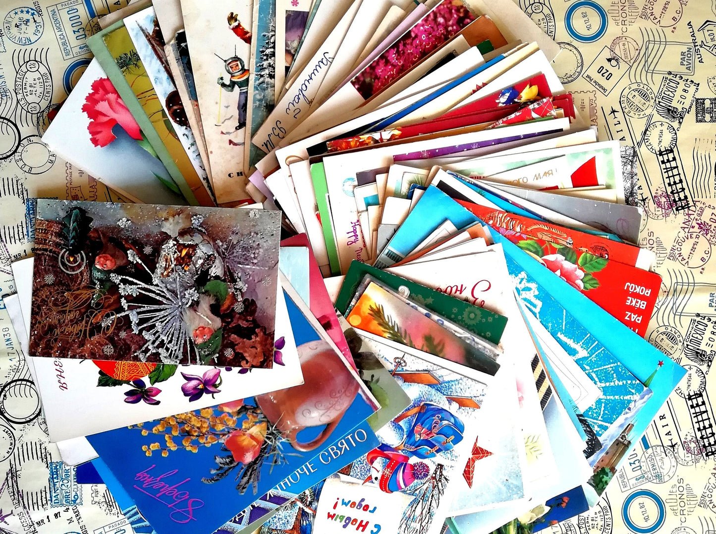 Postcards, Mystery Box of Vintage Soviet Cards. Blank, Written on and sets!