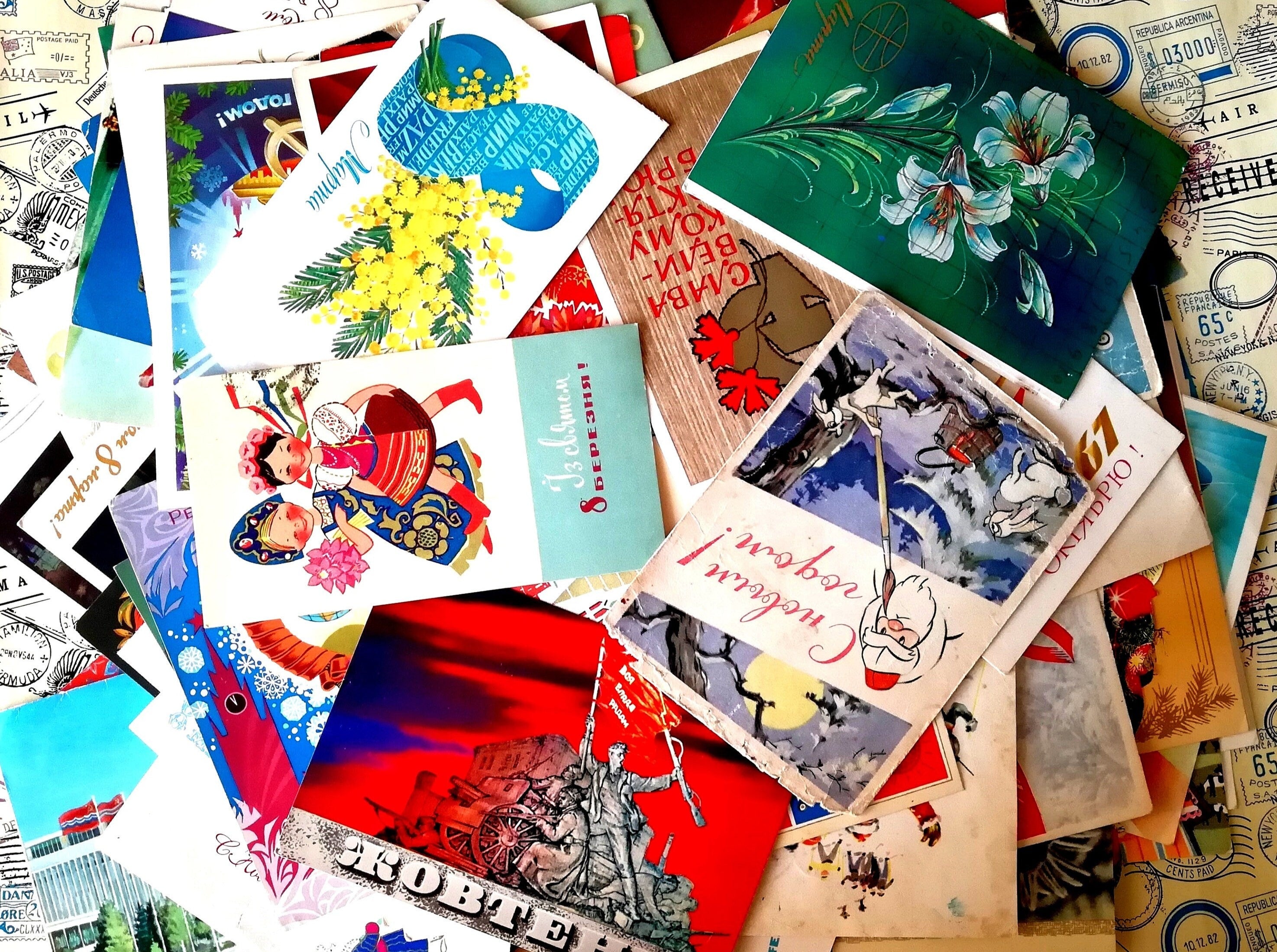 Soviet Postcards, Mystery Box of Vintage Soviet Cards. Blank, Written ...